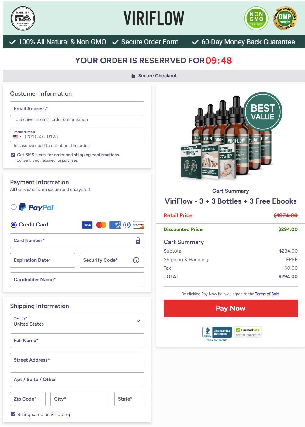 ViriFlow Checkout Page